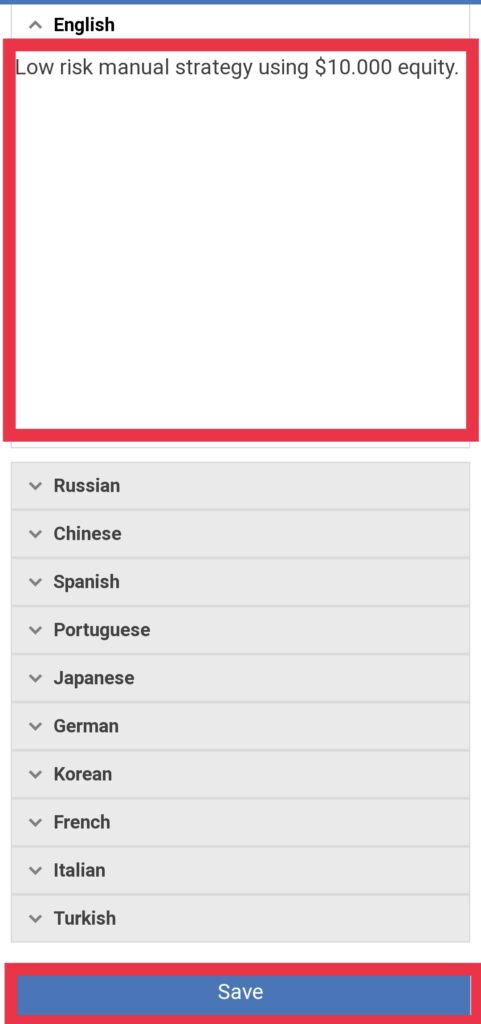 Mengetik deskripsi akun pemantauan