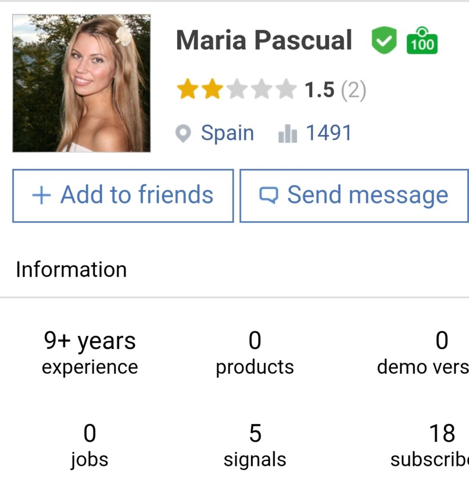 Profil Maria Pascual di Mql5.com