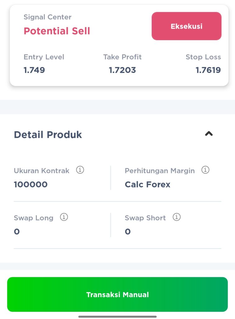 Tombol eksekusi sinyal secara manual