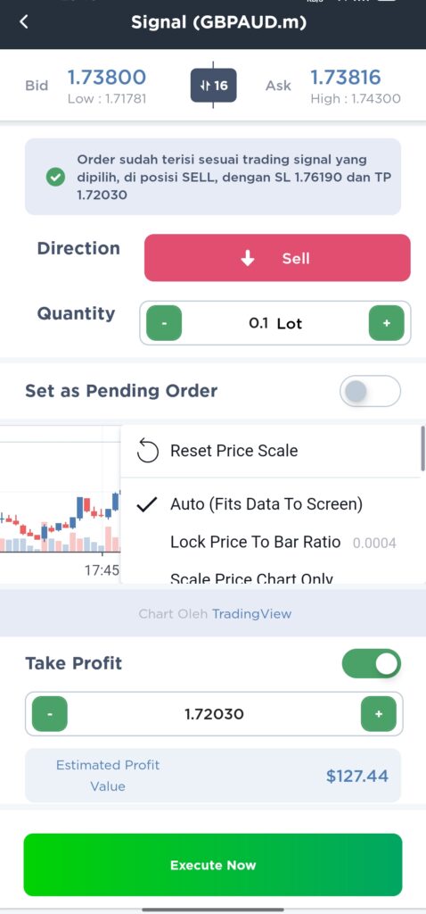 Tombol eksekusi otomatis